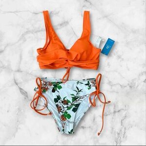 Cupshe Women's V-Neck 2 Piece Hight Waisted Swimsuit Multicolor Size S NWT